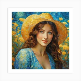 Girl In A Hatghjj Art Print