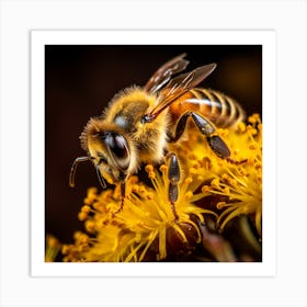 Bee On Yellow Flower Art Print