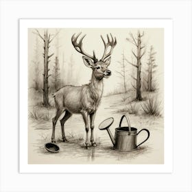 Deer In The Woods 140 Art Print