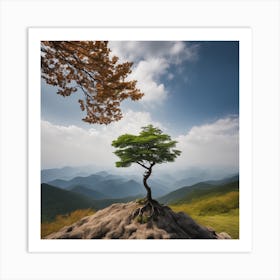 Lone Tree On A Rock Art Print