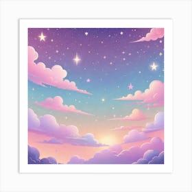 Sky With Twinkling Stars In Pastel Colors Square Composition 37 Art Print