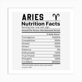Aries Nutrition Facts Art Print