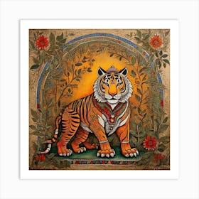 Default Traditional Madhubani Style Painting Of A Tiger On A T 0 (1) Art Print