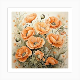 Apricot Poppies Art Print Art Print