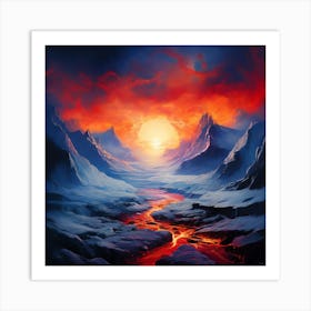 A Landscape Where Fire And Ice Coexist Representing The Balance Of Facing And Overcoming Adversitie 16931991 (1) Art Print