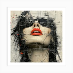 Woman With Red Lipstick Art Print