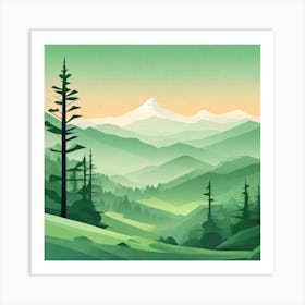 Misty mountains background in green tone 15 Art Print