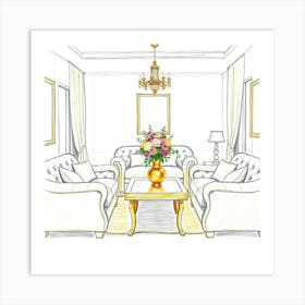 Living Room Drawing Art Print