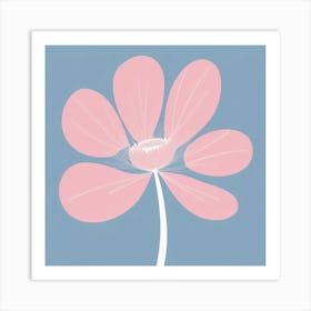 A White And Pink Flower In Minimalist Style Square Composition 170 Art Print