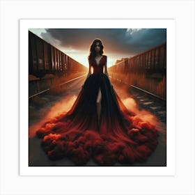 Sexy Woman In Red Dress Art Print