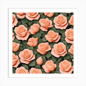 Peach Roses 3 Art Print