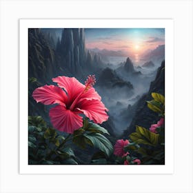 Sunset Hibiscus Art Print