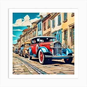 Old Cars On The Street Art Print