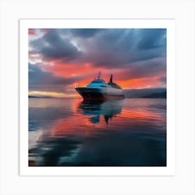 Sunset On A Cruise Ship 1 Art Print