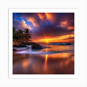 Sunset On The Beach 181 Art Print