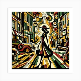 Woman Walking Down The Street 3 Art Print