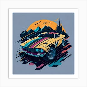 Car Colored Artwork Of Graphic Design Flat (108) Art Print