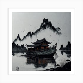 Chinese Boat Painting Art Print