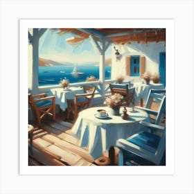 Greek Cafe Painting Art Print