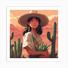 Cactus Girl 1 Art Print