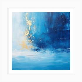 Blue And Gold Abstract Painting 1 Art Print