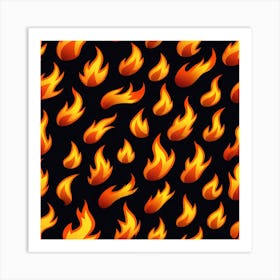 Flames On Black Background 15 Art Print