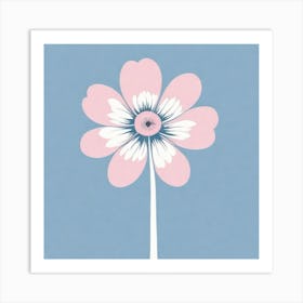 A White And Pink Flower In Minimalist Style Square Composition 34 Art Print