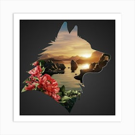 Sunset Wolf Art Print