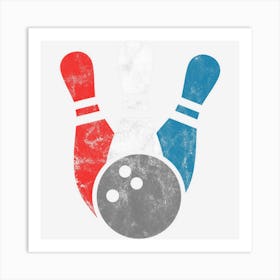 Distressed Bowling Bowling Pins And Ball Art Print