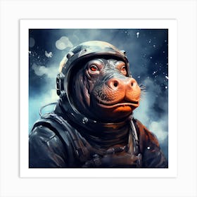 Astronaut Hippo Art Print