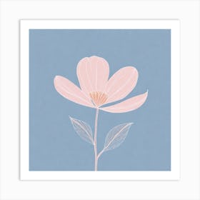 A White And Pink Flower In Minimalist Style Square Composition 380 Art Print