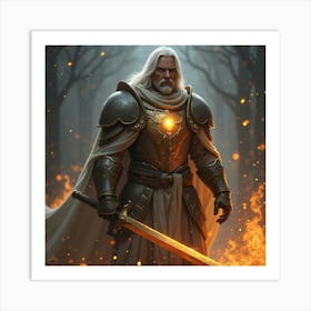 A Warrior With Enchanted Armor Glowing In Battle 1 Art Print