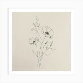 Line Drawing Of Flowers 7 Art Print