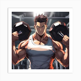 Anime Character In The Gym 1 Art Print