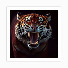 Tiger Roaring Art Print