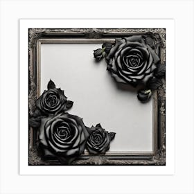 Black Roses In A Frame 2 Art Print