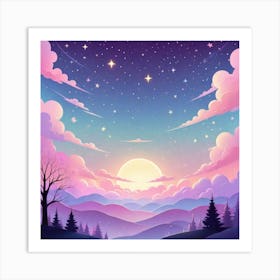 Sky With Twinkling Stars In Pastel Colors Square Composition 91 Art Print