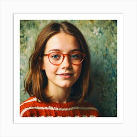 Girl With Glasses Art Print