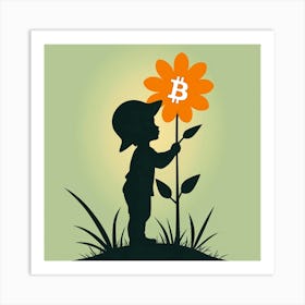 Child Looking At A Flower Art Print