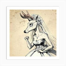 Deer Bride Art Print