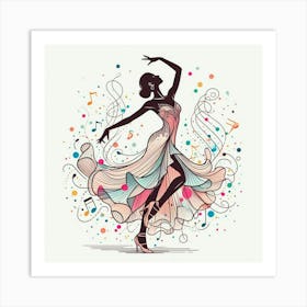 Line Art Salsa Dancer 8 Art Print