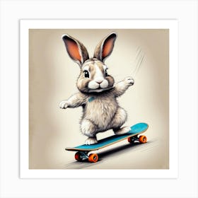 Bunny Skateboarding 2 Art Print