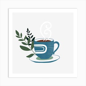 Coffee Cup With Leaves 10 Art Print