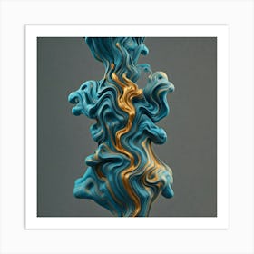 Blue And Gold Swirl Art Print