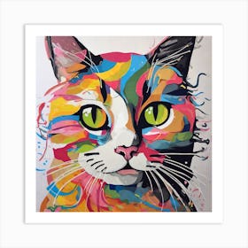 Colorful Cat Painting 3 Art Print