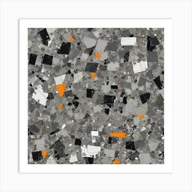 Abstract Grey And Orange Art Print