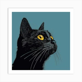 Black Cat With Yellow Eyes 2 Art Print