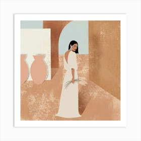 Woman In A White Dress Art Print