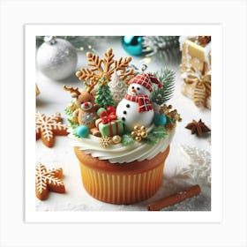 Snowman Cupcake Art Print