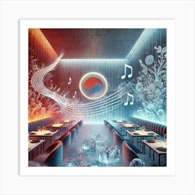 A Futuristic Restaurant Ambience Showcasing The Bl Art Print